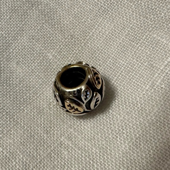 Pandora Fallen Leaves Charm in Silver and 14k Gold - Picture 2 of 3
